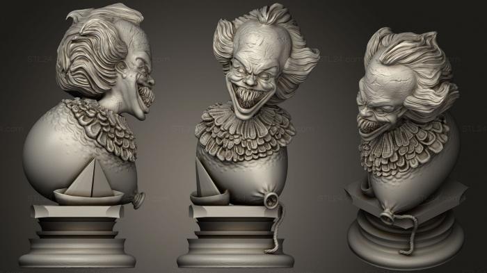 Busts of heroes and monsters (Pennywise bust (1), BUSTH_1587) 3D models for cnc
