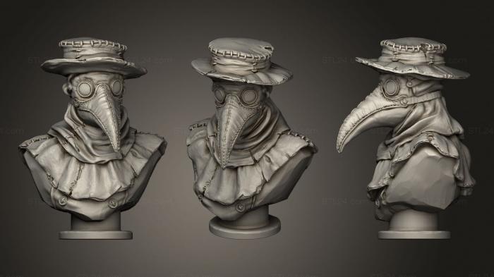 Busts of heroes and monsters (Plague doctor, BUSTH_1598) 3D models for cnc