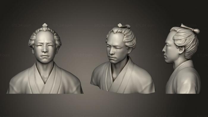 Busts of heroes and monsters (Portrait of japanesse man in kimono, BUSTH_1599) 3D models for cnc
