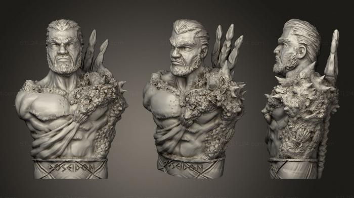 Busts of heroes and monsters (Poseidon, BUSTH_1600) 3D models for cnc