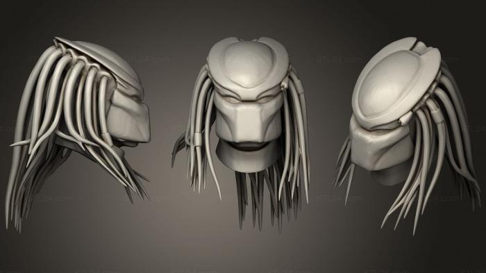 Busts of heroes and monsters (Predator Bust With Hair, BUSTH_1603) 3D models for cnc
