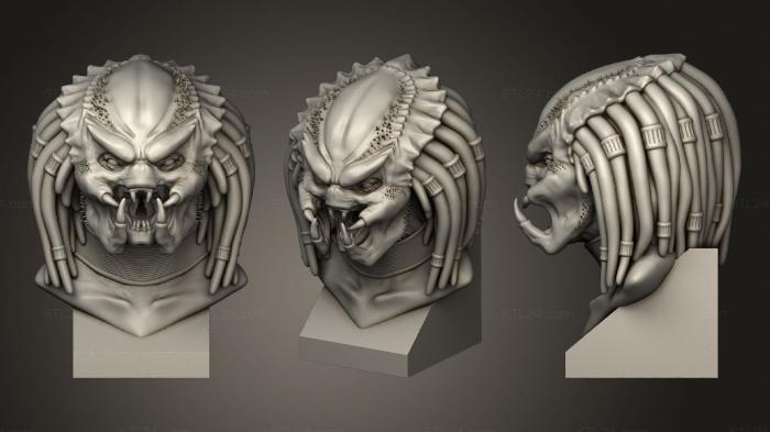 Busts of heroes and monsters (Predator bust, BUSTH_1604) 3D models for cnc