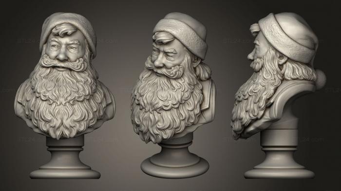Busts of heroes and monsters (Santa Claus Portrait Bust, BUSTH_1644) 3D models for cnc