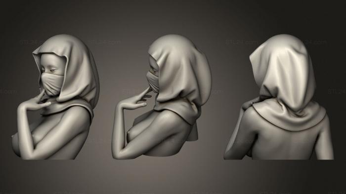Busts of heroes and monsters (Sexy ninja head, BUSTH_1661) 3D models for cnc