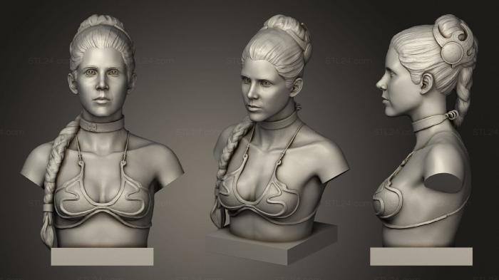 Busts of heroes and monsters (Slave Leia, BUSTH_1674) 3D models for cnc