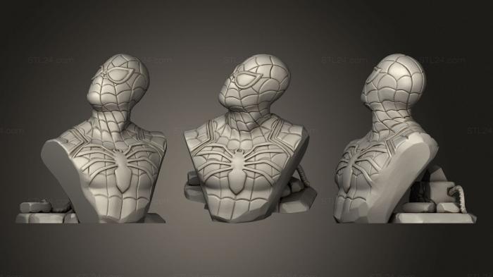 Busts of heroes and monsters (Spider Man bust, BUSTH_1694) 3D models for cnc