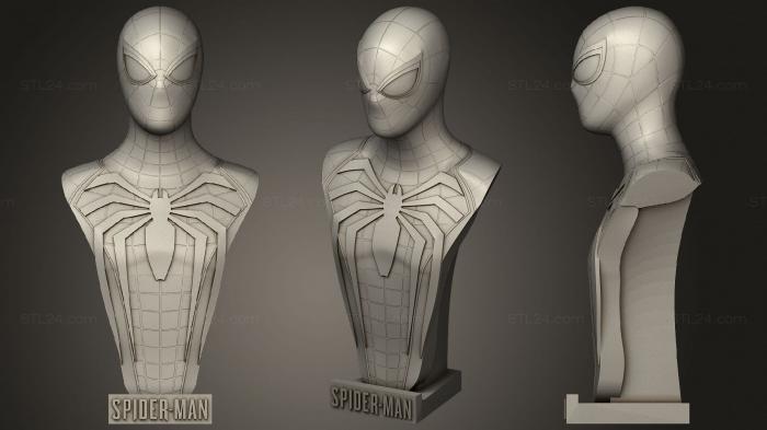 Busts of heroes and monsters (Spider man ps4 bust, BUSTH_1695) 3D models for cnc