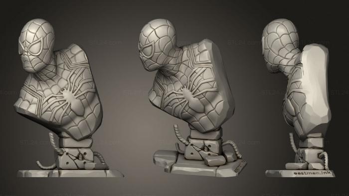 Бюсты монстры и герои (Бюст человека-паука 02, BUSTH_1697) 3D модель для ЧПУ станка