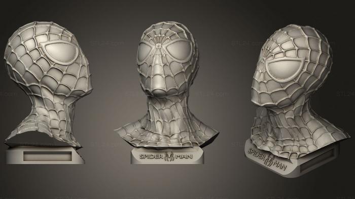 Busts of heroes and monsters (Spiderman Bust v1 04, BUSTH_1699) 3D models for cnc