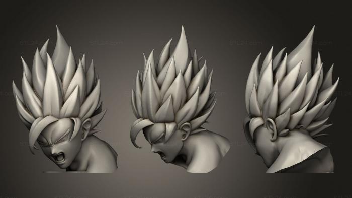 Бюсты монстры и герои (Бюст Ssj Goku, BUSTH_1704) 3D модель для ЧПУ станка