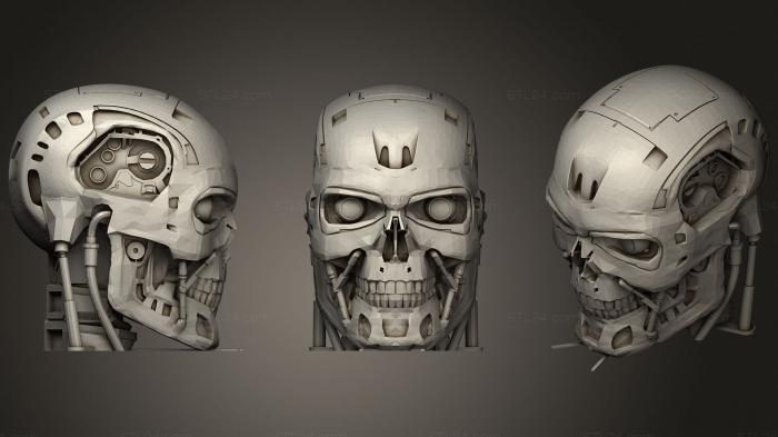 Busts of heroes and monsters (T 800 terminator skull 1, BUSTH_1729) 3D models for cnc