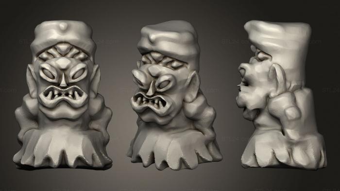 Busts of heroes and monsters (Tiki Gnome, BUSTH_1760) 3D models for cnc