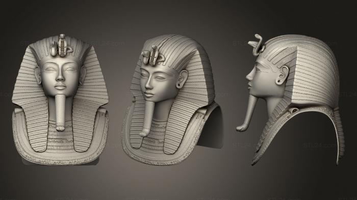 Busts of heroes and monsters (Tutankhamun mask 23cm, BUSTH_1769) 3D models for cnc