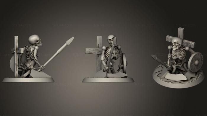 Бюсты монстры и герои (Нежить-Скелет-Воин, Выбирающийся из Могилы 2, BUSTH_1774) 3D модель для ЧПУ станка