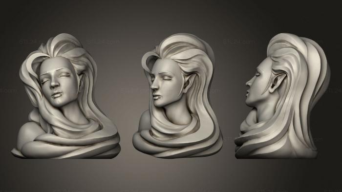 Busts of heroes and monsters (Vampire girl bust, BUSTH_1778) 3D models for cnc