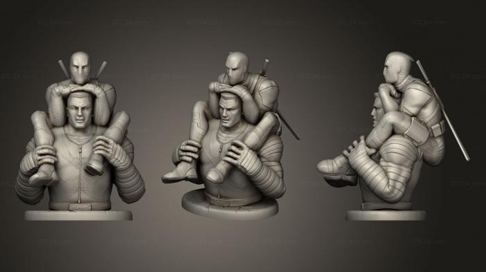 Busts of heroes and monsters (Week Issue 9 Colossus and Deadpool Statue 2, BUSTH_1810) 3D models for cnc