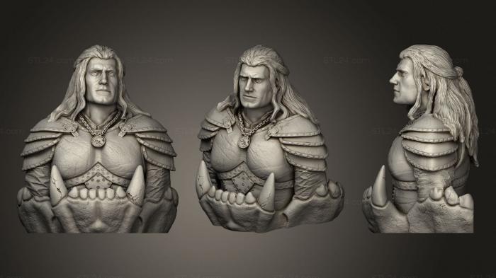 Busts of heroes and monsters (Witcher Bust V2 Large Skull Base, BUSTH_1814) 3D models for cnc