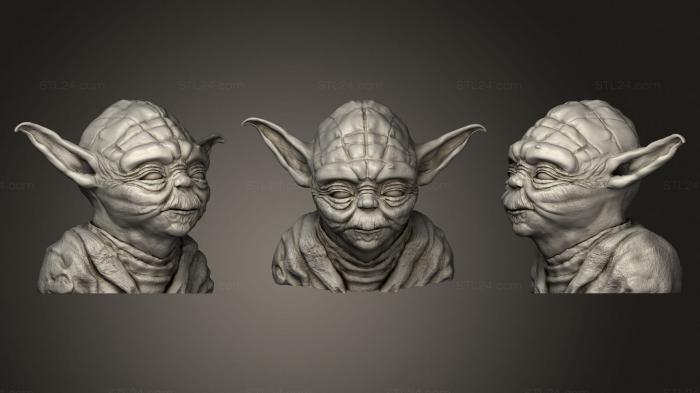 Busts of heroes and monsters (Yoda bust, BUSTH_1831) 3D models for cnc