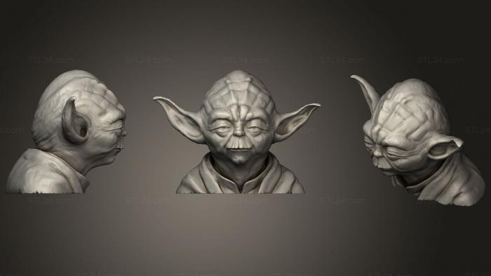 Busts of heroes and monsters (Yoda Bust Star, BUSTH_1832) 3D models for cnc