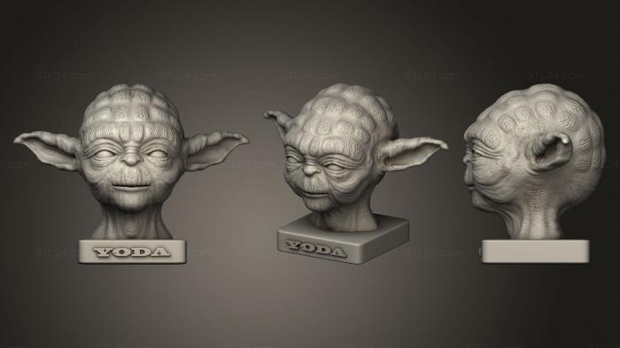 Busts of heroes and monsters (Yoda Bust, BUSTH_1833) 3D models for cnc