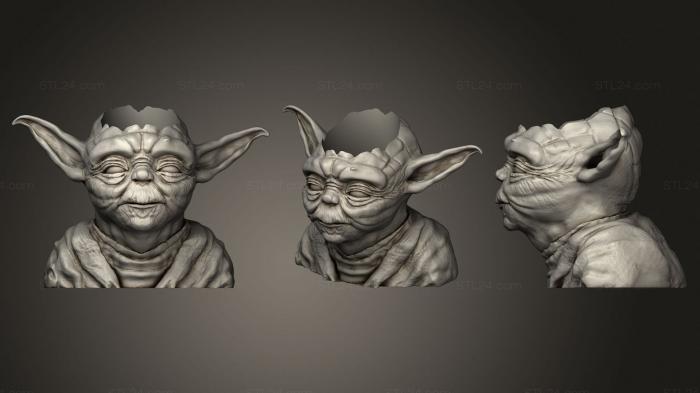 Busts of heroes and monsters (Yoda Bust, BUSTH_1837) 3D models for cnc