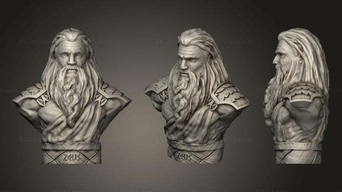Busts of heroes and monsters (Zeus greek gods bust, BUSTH_1843) 3D models for cnc