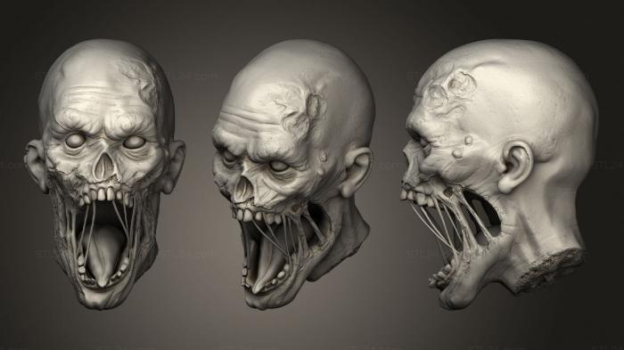 Бюсты монстры и герои (Голова зомби 2, BUSTH_1849) 3D модель для ЧПУ станка