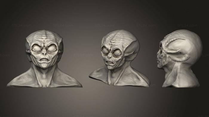 Busts of heroes and monsters (A Extraterrestrial Life Form, BUSTH_1860) 3D models for cnc