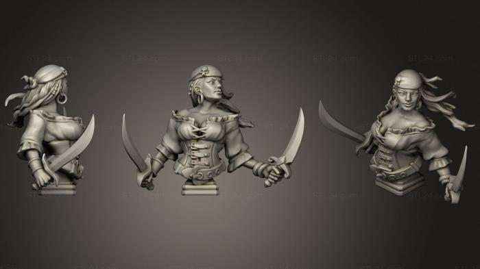 Бюсты монстры и герои (Адриа с мечами В Руках, BUSTH_1864) 3D модель для ЧПУ станка