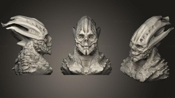 Бюсты монстры и герои (Голова инопланетянина (1), BUSTH_1881) 3D модель для ЧПУ станка