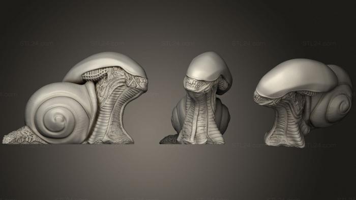 Busts of heroes and monsters (Alien Snail, BUSTH_1887) 3D models for cnc