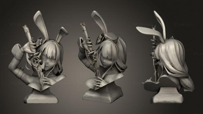 Busts of heroes and monsters (Anime girl bust, BUSTH_1894) 3D models for cnc