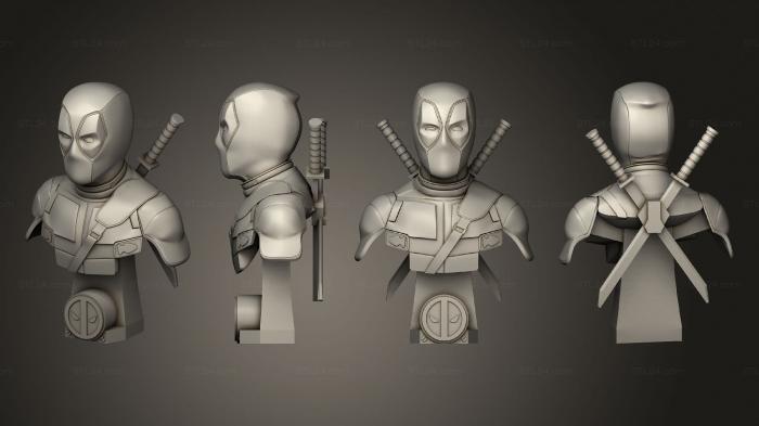 Busts of heroes and monsters (Deadpool Bust, BUSTH_2018) 3D models for cnc