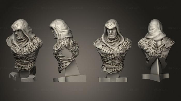 Busts of heroes and monsters (Ezio Auditore from the Assassins Creed, BUSTH_2043) 3D models for cnc