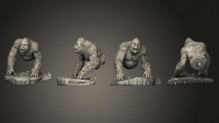 Busts of heroes and monsters (Gorilla Splitted Base with Hands, BUSTH_2071) 3D models for cnc