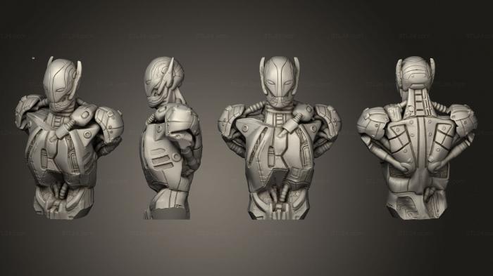 Бюсты монстры и герои (Герой Шахмат Черный Кот 007, BUSTH_2097) 3D модель для ЧПУ станка