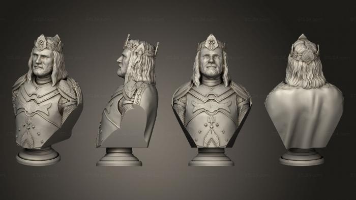 Бюсты монстры и герои (Король Арагорн, BUSTH_2125) 3D модель для ЧПУ станка