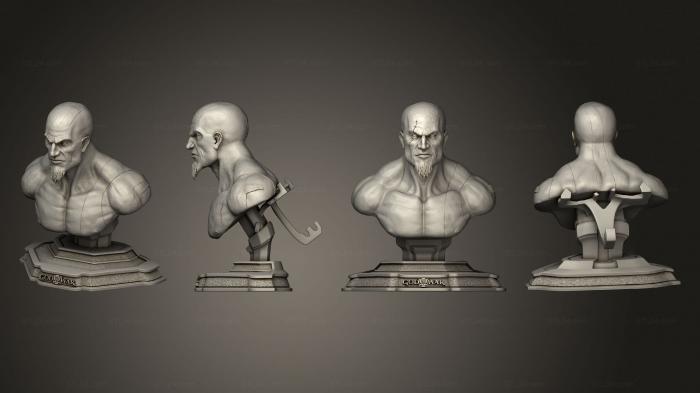 Busts of heroes and monsters (kratos, BUSTH_2128) 3D models for cnc