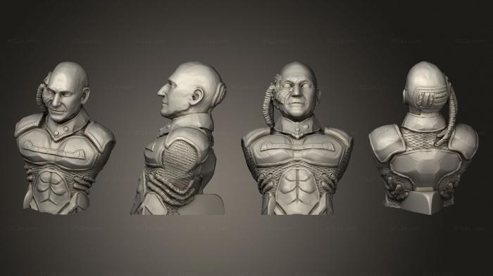 Busts of heroes and monsters (Picard star trek 1, BUSTH_2173) 3D models for cnc