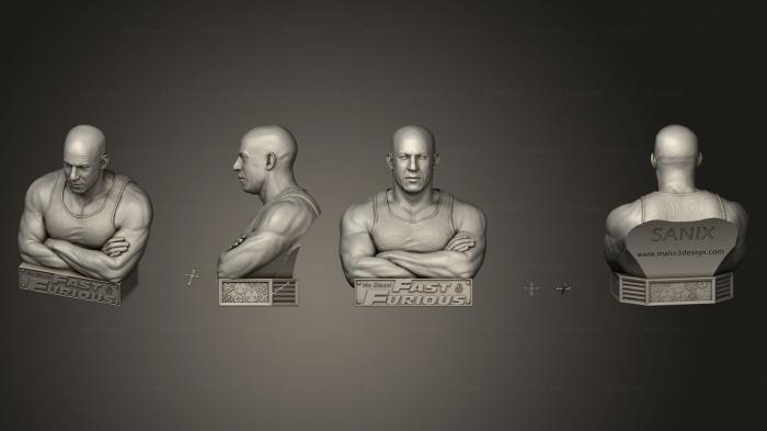Бюсты монстры и герои (Бюст Вина Дизеля, BUSTH_2235) 3D модель для ЧПУ станка