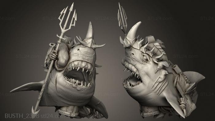 Busts of heroes and monsters (Aquaman Statue Shark, BUSTH_2328) 3D models for cnc