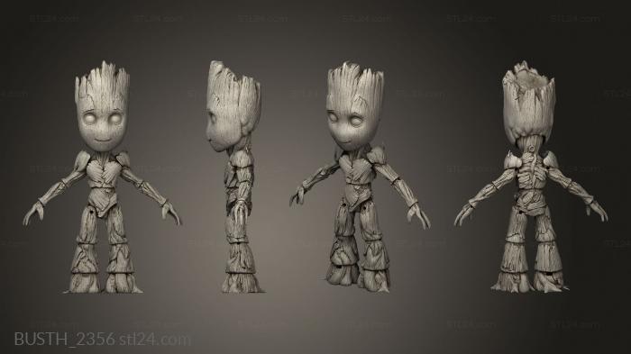Busts of heroes and monsters (Baby Groot ARTICULADO Action Figure, BUSTH_2356) 3D models for cnc