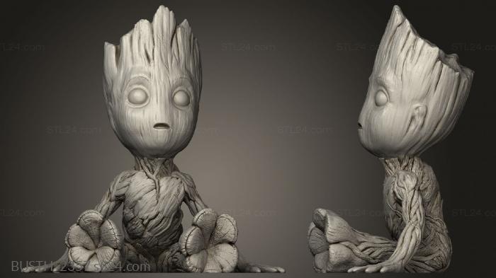 Busts of heroes and monsters (Baby Groot, BUSTH_2357) 3D models for cnc