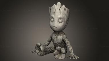 Busts of heroes and monsters (Baby Groot, BUSTH_2357) 3D models for cnc