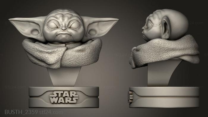Busts of heroes and monsters (Baby Yoda Tier, BUSTH_2359) 3D models for cnc