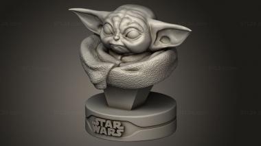 Busts of heroes and monsters (Baby Yoda Tier, BUSTH_2359) 3D models for cnc