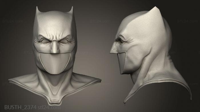 Busts of heroes and monsters (BATMAN batfleck cowl, BUSTH_2374) 3D models for cnc