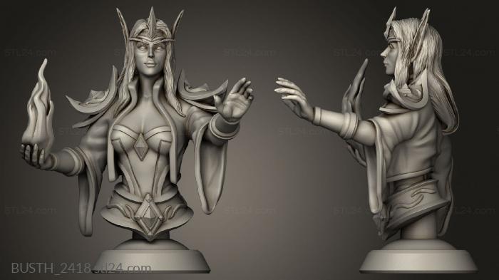 Busts of heroes and monsters (Blood Elves Sorceress female, BUSTH_2418) 3D models for cnc