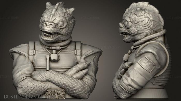 Busts of heroes and monsters (Bossk BOSSKW PEDESTAL, BUSTH_2432) 3D models for cnc
