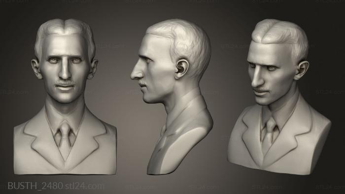 Busts of heroes and monsters (Bust Nikola Tesla, BUSTH_2480) 3D models for cnc